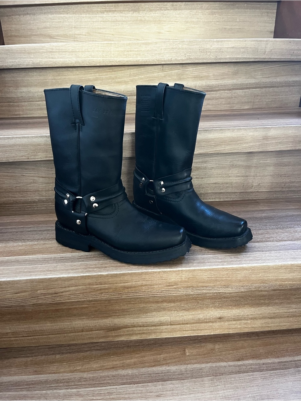 Black Leather Harness Boots - Durango